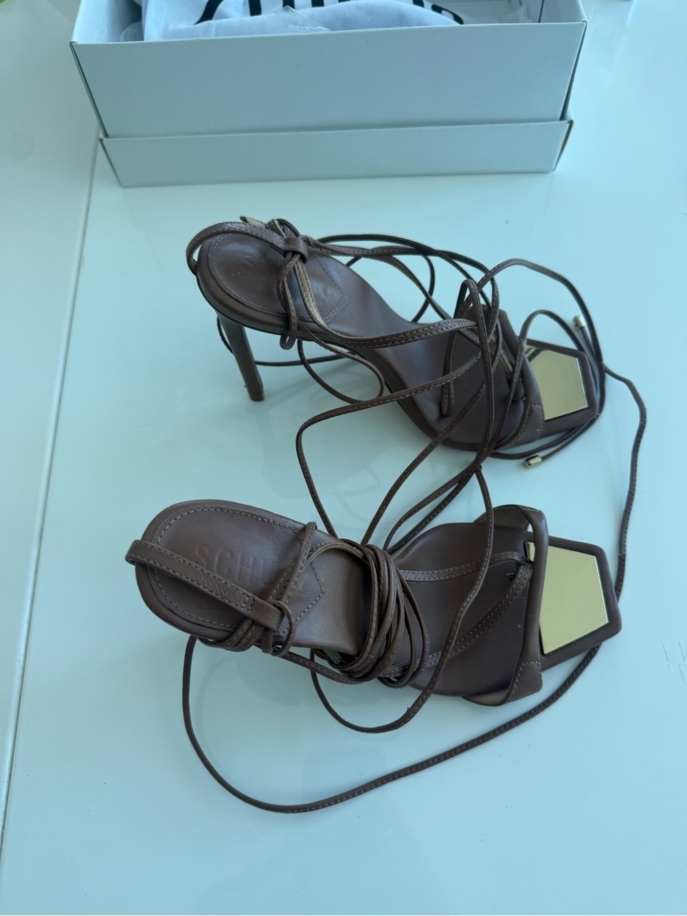 SCHUTZ Like NEW Brown Lace-Up Sandals - Women US 6,5 w BOX and dust bag - Picture 6 of 8